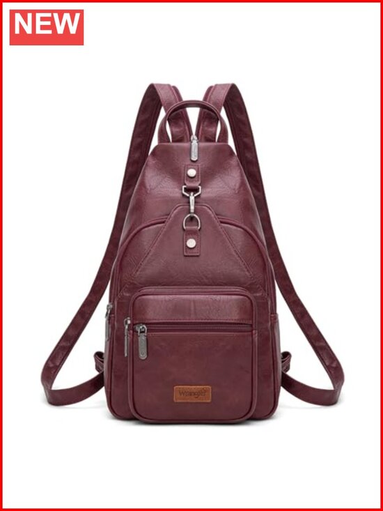 Faux Leather Convertible Sling Backpack Purse - Adjustable Crossbody Bag main image 5